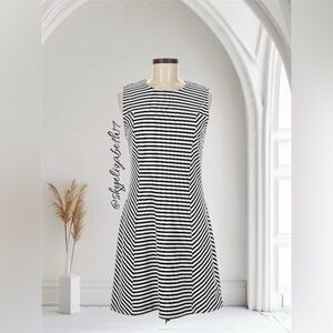 MICHAEL Michael Kors Sleeveless Black & White Striped Dress w/ Belt Loops, 8